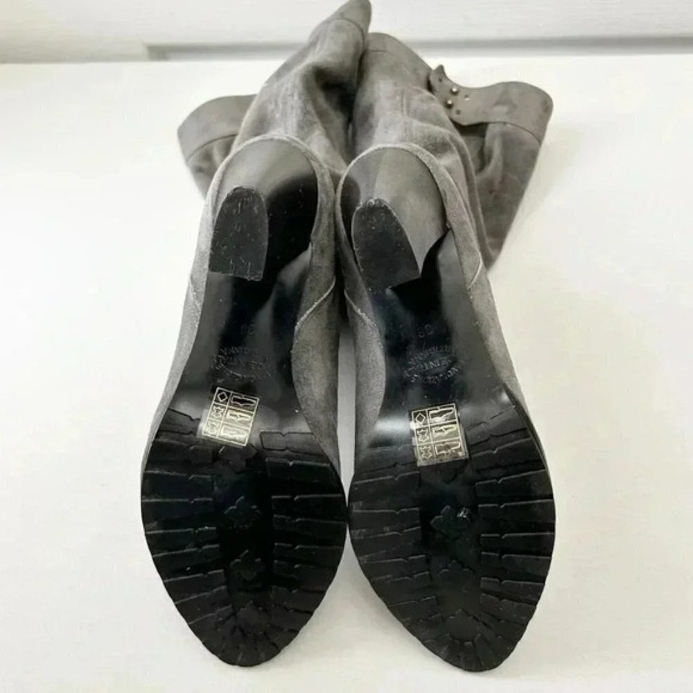 Grey Suede Boots Mid Calf Block Heel Slouch Boot Boho Size EU 38 NEW IN BOX - Picture 8 of 16